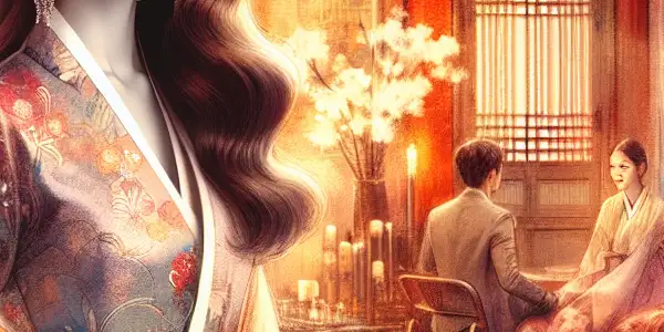 A confident South Korean actress in a modern yet traditional setting, embodying elegance and sensuality.