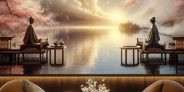 A luxurious, dimly-lit room featuring a high-definition screen and plush seating, evoking intimacy and sophistication.